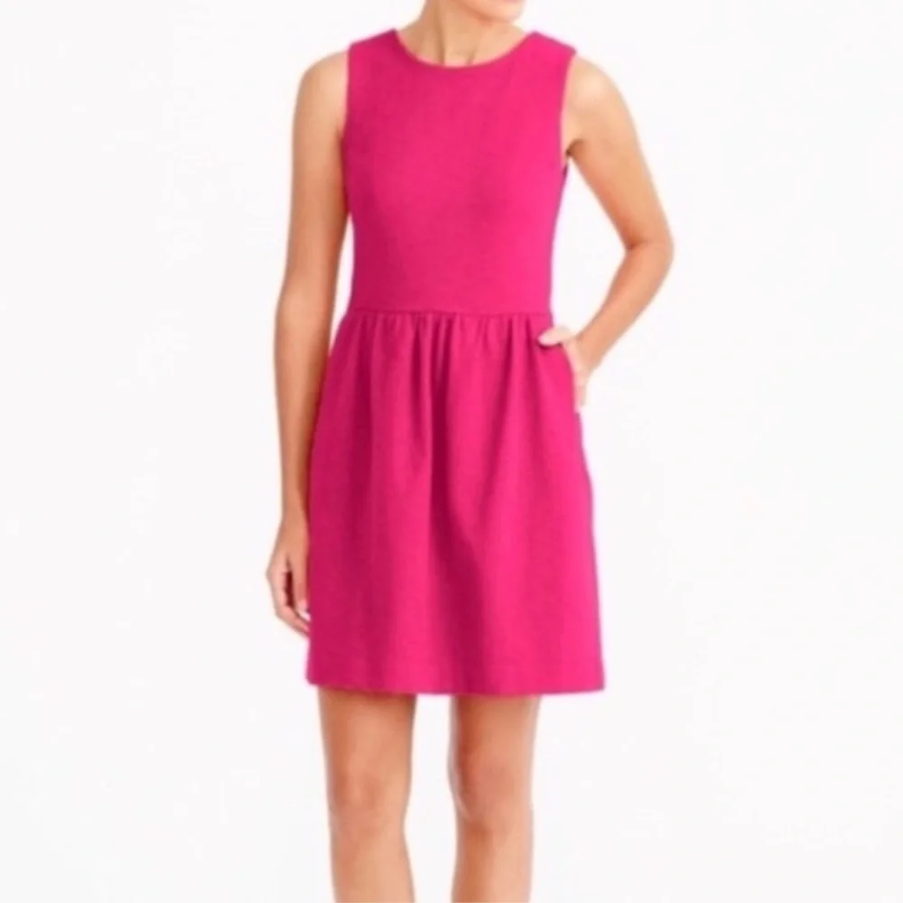 J . Crew Hot Pink Dress Fit & Flare Mini Cocktail Sleeveless Barbiecore Size 12